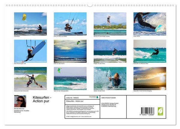 Produktbild: Kitesurfen - Action pur (hochwertiger Premium Wandkalender 2026 DIN A2 quer), Kunstdruck in Hochglanz