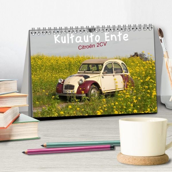 Produktbild: Kultauto Ente Citro&euml;n 2CV (Tischkalender 2026 DIN A5 quer), CALVENDO Monatskalender