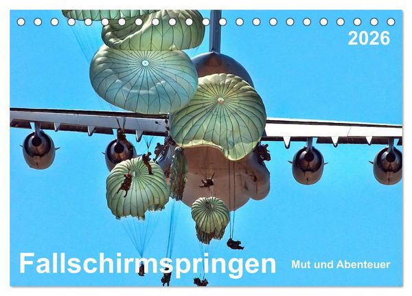 Produktbild: Fallschirmspringen - Mut und Abenteuer (Tischkalender 2026 DIN A5 quer), CALVENDO Monatskalender