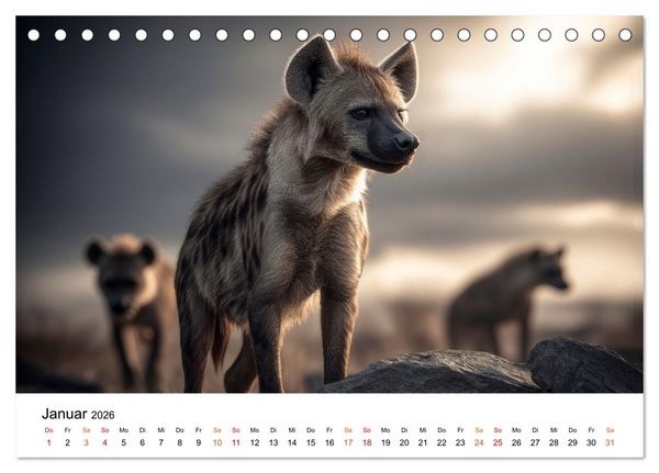 Produktbild: Hy&auml;nen - Afrikas geheimnisvolle J&auml;ger (Tischkalender 2026 DIN A5 quer), CALVENDO Monatskalender