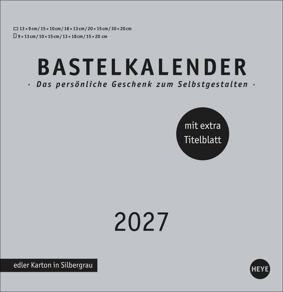 Produktbild: Premium-Bastelkalender silbergrau gro&szlig; 2027