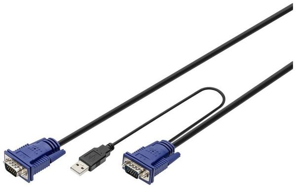 Produktbild: Digitus KVM Adapterkabel [1x USB-A, VGA - 1x VGA] 1.80 m Schwarz