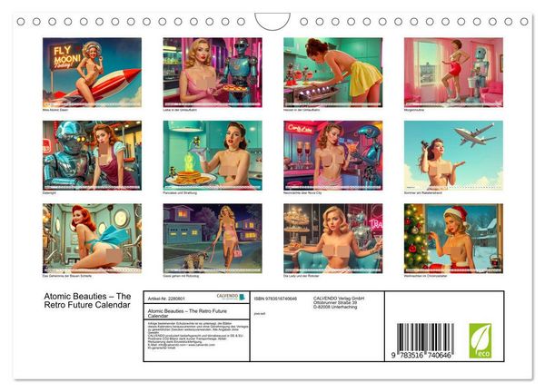 Produktbild: Atomic Beauties &ndash; The Retro Future Calendar (Wandkalender 2026 DIN A4 quer), CALVENDO Monatskalender