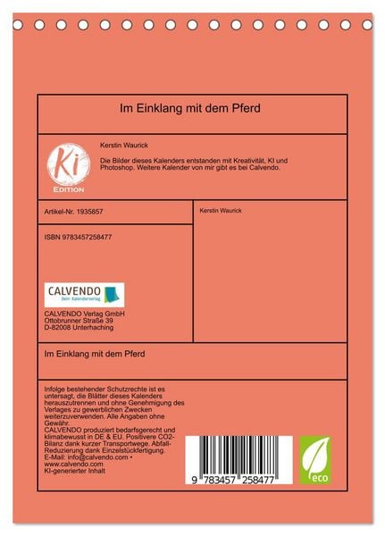 Produktbild: Im Einklang mit dem Pferd (Tischkalender 2026 DIN A5 hoch), CALVENDO Monatskalender