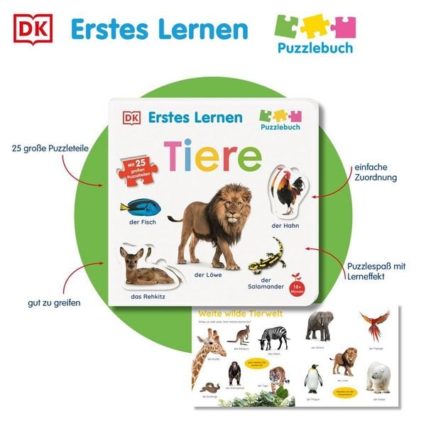 Produktbild: Erstes Lernen Puzzlebuch. Tiere