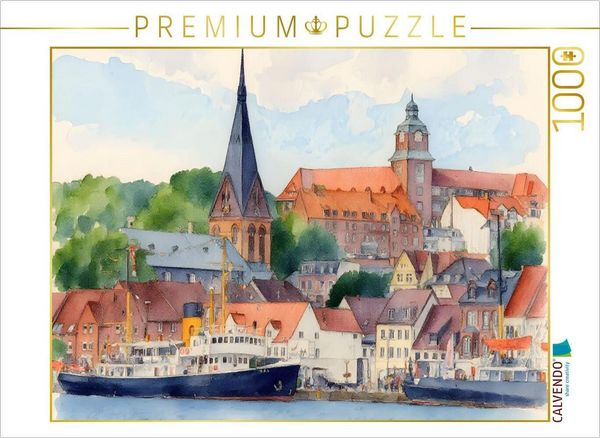 CALVENDO Puzzle Blick auf Flensburg | 1000 Teile Lege-Größe 64x48cm Foto-Puzzle für glückliche Stunden
