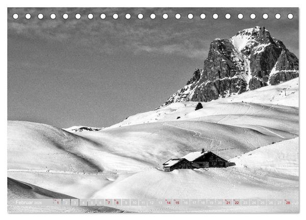 Produktbild: Arlberg black and white (Tischkalender 2026 DIN A5 quer), CALVENDO Monatskalender