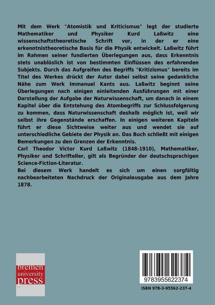 Produktbild: Atomistik und Kriticismus