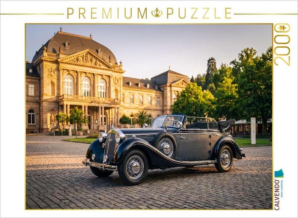 CALVENDO Puzzle Horch 853 Sport-Cabriolet (Deutschland, 1935-1939) vor historischem Kurhaus | 2000 Teile Lege-Größe 90 × 67 cm Foto-Puzzle für glückliche Stunden
