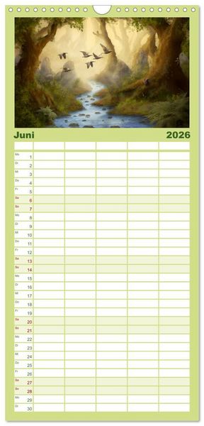 Produktbild: Familienplaner 2026 - Geheimnisse des alten Waldes mit 5 Spalten (Wandkalender, 21 x 45 cm) CALVENDO