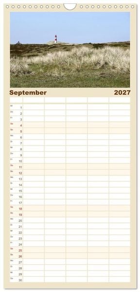 Produktbild: Familienplaner 2027 - Vielf&auml;ltiges Sylt - Mehr als Strand mit 5 Spalten (Wandkalender, 21 x 45 cm) CALVENDO
