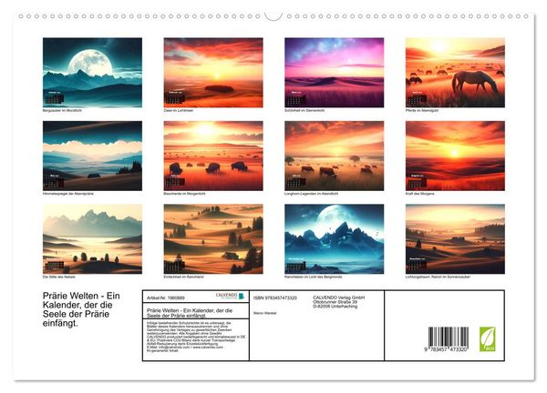 Produktbild: Pr&auml;rie Welten - Ein Kalender, der die Seele der Pr&auml;rie einf&auml;ngt. (hochwertiger Premium Wandkalender 2026 DIN A2 quer), Kunstdruck in Hochglanz