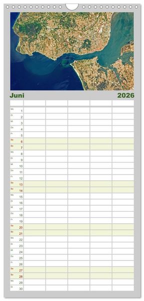 Produktbild: Familienplaner 2026 - Die Erde aus dem All mit 5 Spalten (Wandkalender, 21 x 45 cm) CALVENDO