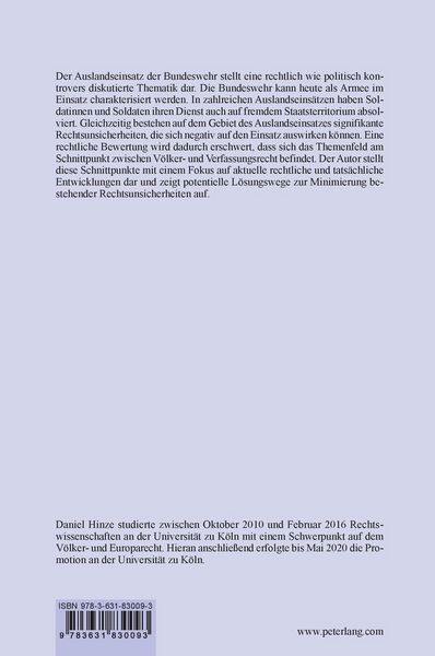 Produktbild: Der Auslandseinsatz der Parlamentsarmee im Spannungsverhaeltnis zwischen innerstaatlichen und voelkerrechtlichen Vorgaben