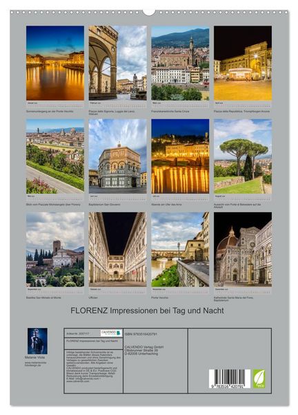 Produktbild: FLORENZ Impressionen bei Tag und Nacht (hochwertiger Premium Wandkalender 2026 DIN A2 hoch), Kunstdruck in Hochglanz