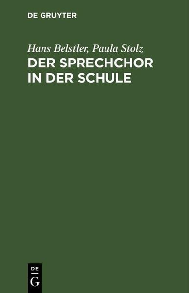 Produktbild: Der Sprechchor in der Schule