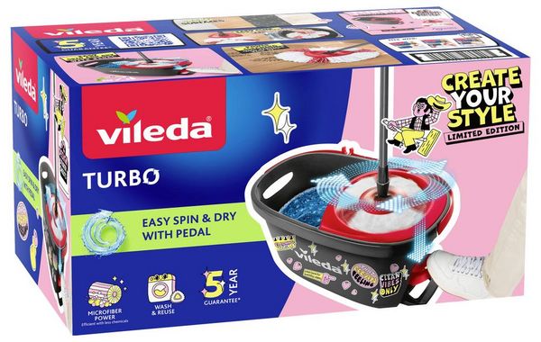 Produktbild: Vileda 183681 Vileda TURBO MY STYLE Box - Cleaning Lovers Wischmopp-Komplettset Anthrazit, Rot 1 St.