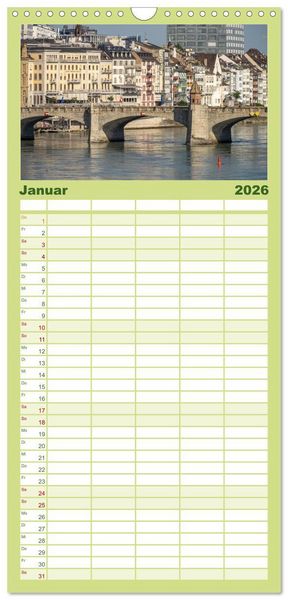 Produktbild: Familienplaner 2026 - Schweiz - Basel mit 5 Spalten (Wandkalender, 21 x 45 cm) CALVENDO
