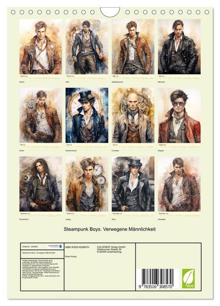 Produktbild: Steampunk Boys. Verwegene M&auml;nnlichkeit (Wandkalender 2026 DIN A4 hoch), CALVENDO Monatskalender