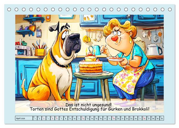 Produktbild: Frauchen und Hund. Witzige Cartoons vom t&auml;glichen Chaos (Tischkalender 2026 DIN A5 quer), CALVENDO Monatskalender