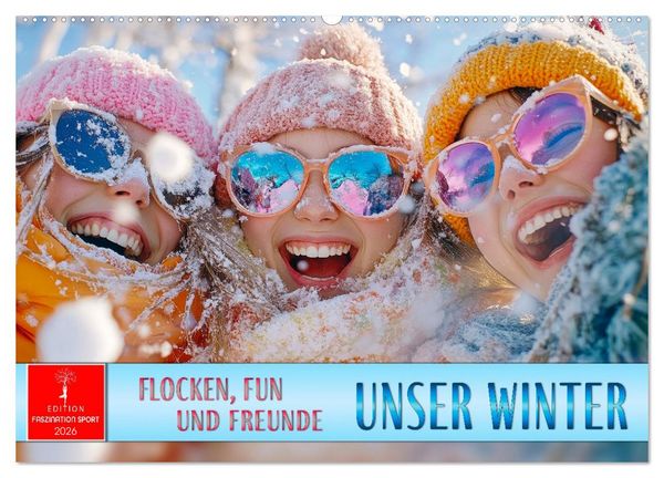 Produktbild: Unser Winter - Flocken, Fun und Freunde (Wandkalender 2026 DIN A2 quer), CALVENDO Monatskalender