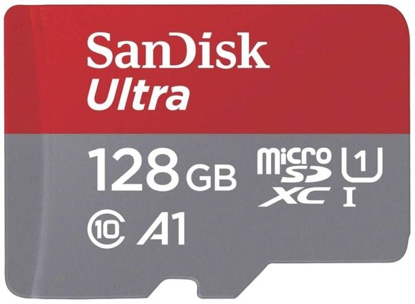 SanDisk microSDXC Ultra 128GB (A1/UHS-I/Cl.10/140MB/s) + Adapter 'Mobile' microSDXC-Karte 128 GB A1 Application Performa