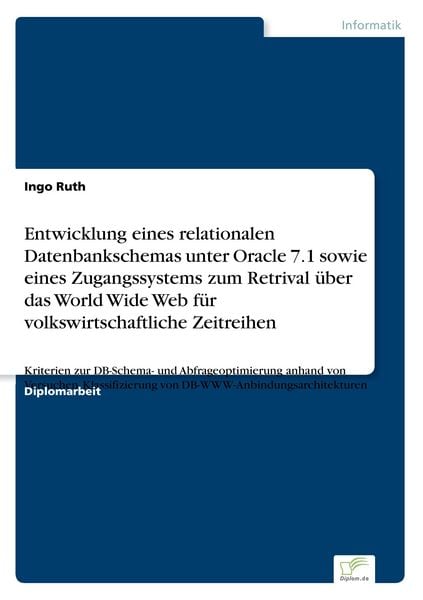 Produktbild: Entwicklung eines relationalen Datenbankschemas unter Oracle 7.1 sowie eines Zug