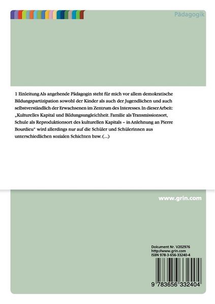 Produktbild: Kulturelles Kapital und Bildungsungleichheit