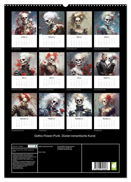 Produktbild: Gothic-Flower-Punk. D&uuml;ster-romantische Kunst (hochwertiger Premium Wandkalender 2026 DIN A2 hoch), Kunstdruck in Hochglanz