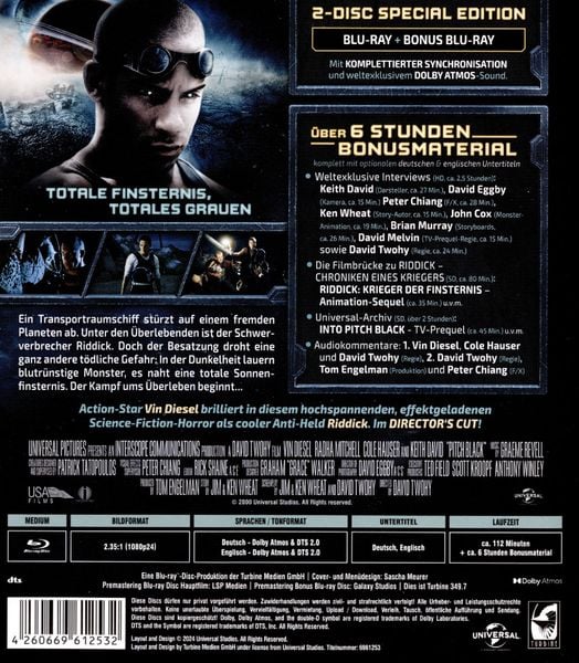 Produktbild: Pitch Black (Director's Cut) &ndash; 2-Disc-Special-Edition (Blu-ray + Bonus-Blu-ray)