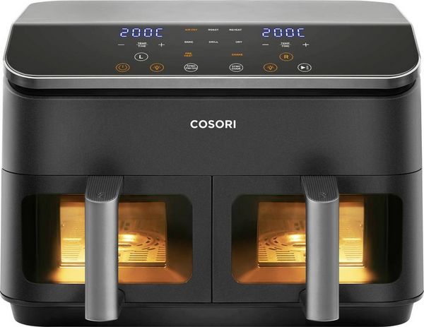 Produktbild: Cosori Doppel-Hei&szlig;luftfritteuse CAF-R901-AEU Hei&szlig;luft-Fritteuse 1.75kW Schwarz, Silber