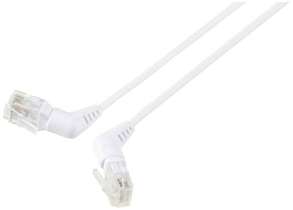 Produktbild: Renkforce RF-6071558 RJ45 Patchkabel CAT 6 U/UTP 0.50 m Wei&szlig; Steckkontakte 360&deg; drehbar, Gewinkelter Kabelabgang 1 St.