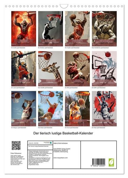 Produktbild: Der tierisch lustige Basketball-Kalender (Wandkalender 2026 DIN A3 hoch), CALVENDO Monatskalender