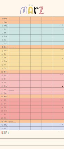 Produktbild: Unser buntes Jahr 2026 Familienplaner - Terminkalender - Familienkalender - 19,5x45