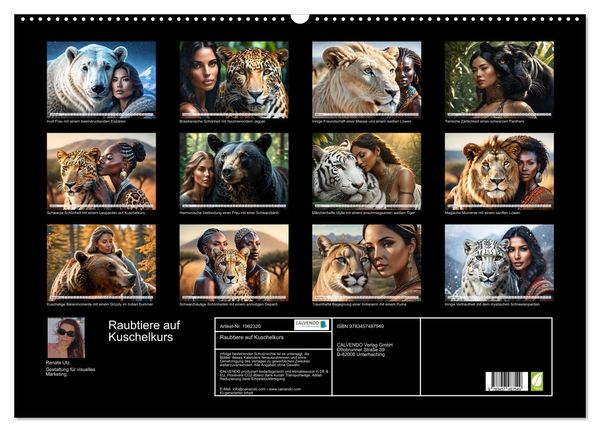 Produktbild: Raubtiere auf Kuschelkurs (Wandkalender 2026 DIN A2 quer), CALVENDO Monatskalender