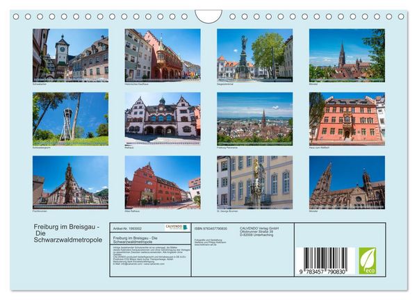 Produktbild: Freiburg im Breisgau - Die Schwarzwaldmetropole (Wandkalender 2026 DIN A4 quer), CALVENDO Monatskalender