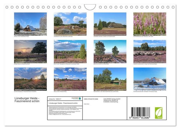 Produktbild: L&uuml;neburger Heide - Faszinierend sch&ouml;n (Wandkalender 2026 DIN A4 quer), CALVENDO Monatskalender