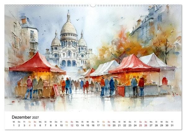 Produktbild: Paris in sanften Farben (hochwertiger Premium Wandkalender 2027 DIN A2 quer), Kunstdruck in Hochglanz