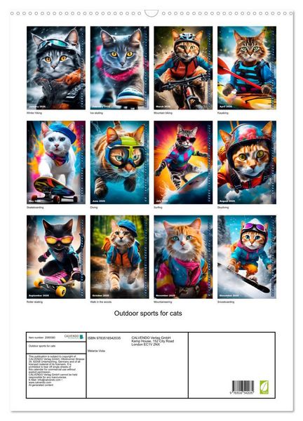 Produktbild: Outdoor sports for cats (Wall Calendar 2026 DIN A2 portrait), CALVENDO 12 Month Wall Calendar