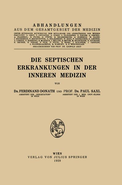 Produktbild: Die Septischen Erkrankungen in der Inneren Medizin