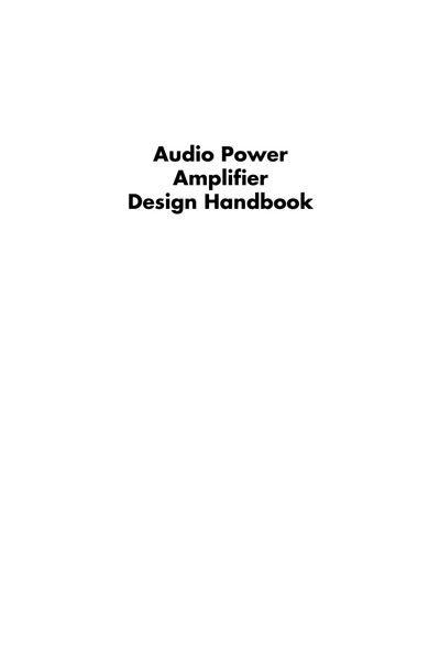 Produktbild: Audio Power Amplifier Design Handbook