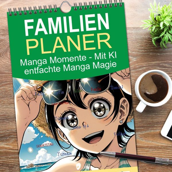 Produktbild: Familienplaner 2026 - Manga Momente - Mit KI entfachte Manga Magie mit 5 Spalten (Wandkalender, 21 x 45 cm) CALVENDO