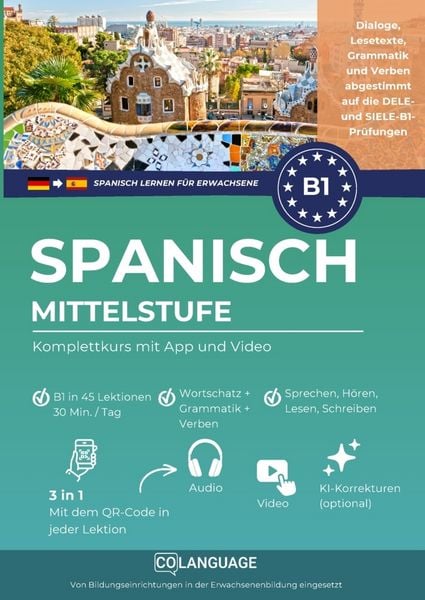 Produktbild: Spanisch lernen B1 Mittelstufe. Komplettkurs mit App und Video