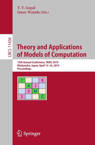 Produktbild: Theory and Applications of Models of Computation