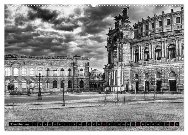 Produktbild: Dresden Faszination Schwarz Weiss (Wandkalender 2026 DIN A2 quer), CALVENDO Monatskalender