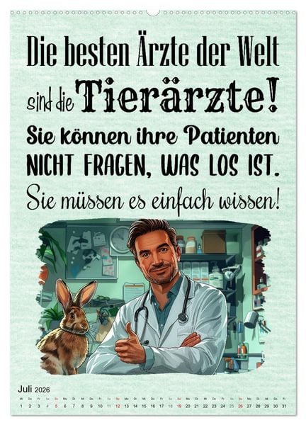 Produktbild: Tierarztspr&uuml;che (Wandkalender 2026 DIN A2 hoch), CALVENDO Monatskalender