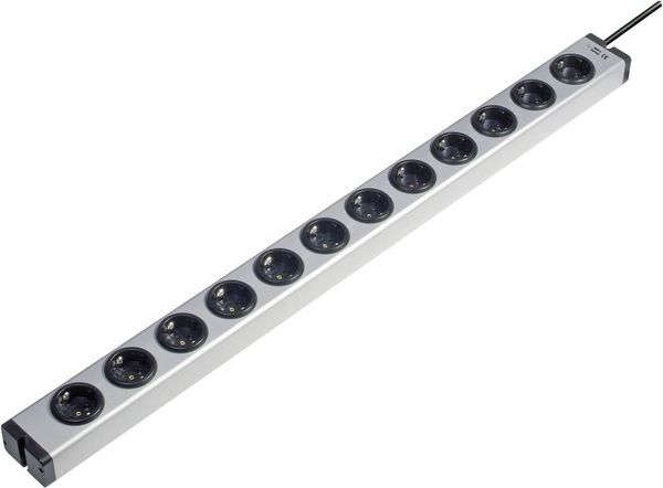 Produktbild: Ehmann 0600x00122031 Steckdosenleiste 12fach Aluminium Schutzkontakt 1St.