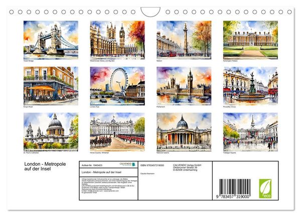 Produktbild: London - Metropole auf der Insel (Wandkalender 2026 DIN A4 quer), CALVENDO Monatskalender
