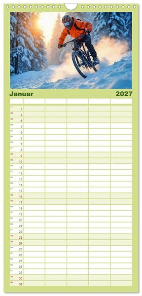 Produktbild: Familienplaner 2027 - Elemental Ride. Mountainbike-Action durch Schnee, Matsch, Sonne und Laub mit 5 Spalten (Wandkalender, 21 x 45 cm) CALVENDO