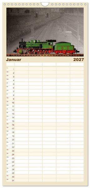 Produktbild: Familienplaner 2027 - Dampflokomotiven in Spur N mit 5 Spalten (Wandkalender, 21 x 45 cm) CALVENDO